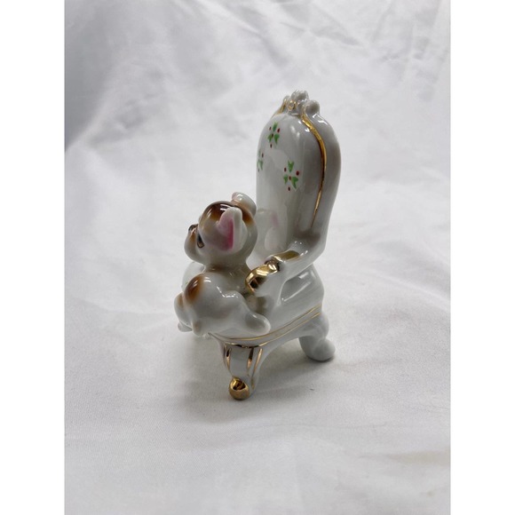 Vintage porcelain puppy on chair figurine - Picture 2 of 9